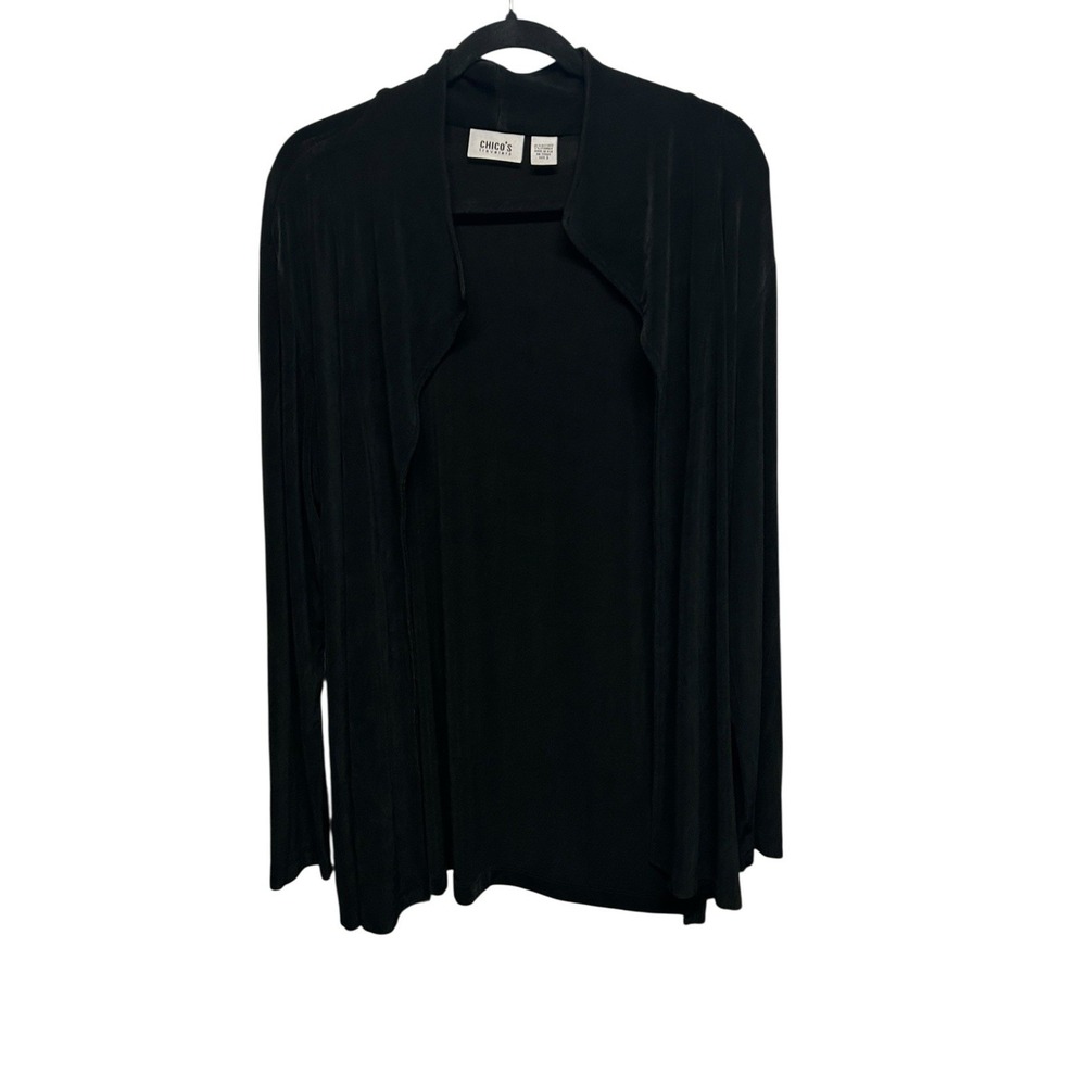 Chico's Travelers Open Cardigan Black Stretch XL Size 3 Office Travel Career